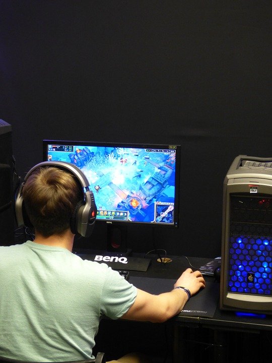 A boy playing computer games