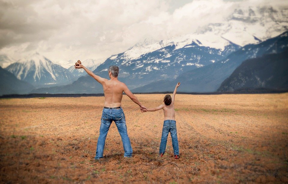 Father and Son in the Mountains 