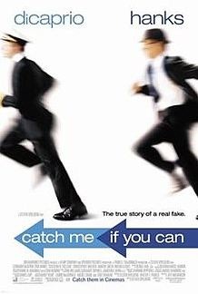Poster of the film, catch me if you can, featuring Tom Hanks and Leonardo DiCaprio.