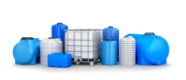 Different types of plastic water storage tank. 3D illustration