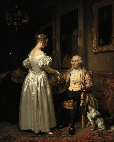 a painting of a daughter and father