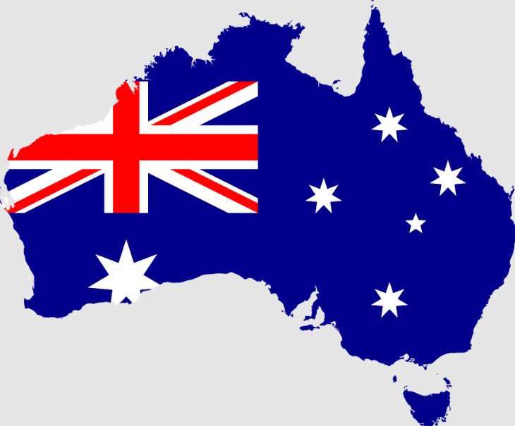 flag and map of Australia